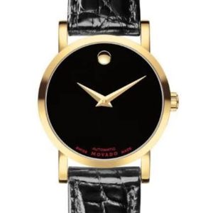 Movado Red Label Automatic Black Dial Ladies Watch 0607010